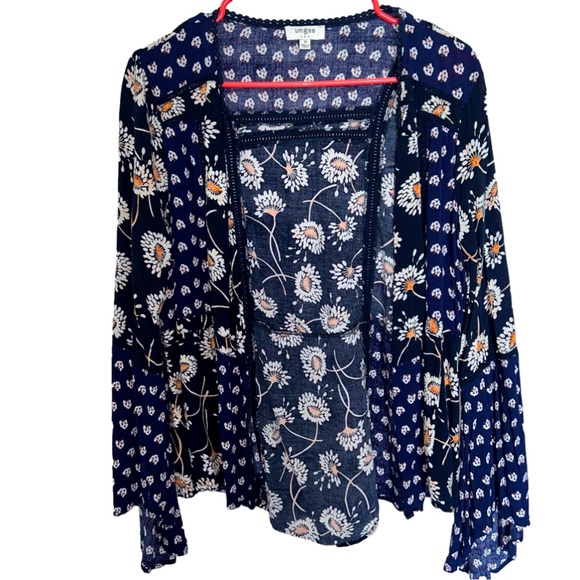 Umgee Jackets & Blazers - UMGEE Black/Navy Floral Cardigan w/ Bell Sleeves